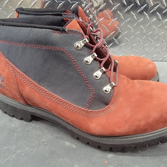 Timberland 12026 Men Red/Black Leather Waterproof Ankle Chukka Boots US Size 13M main image 5